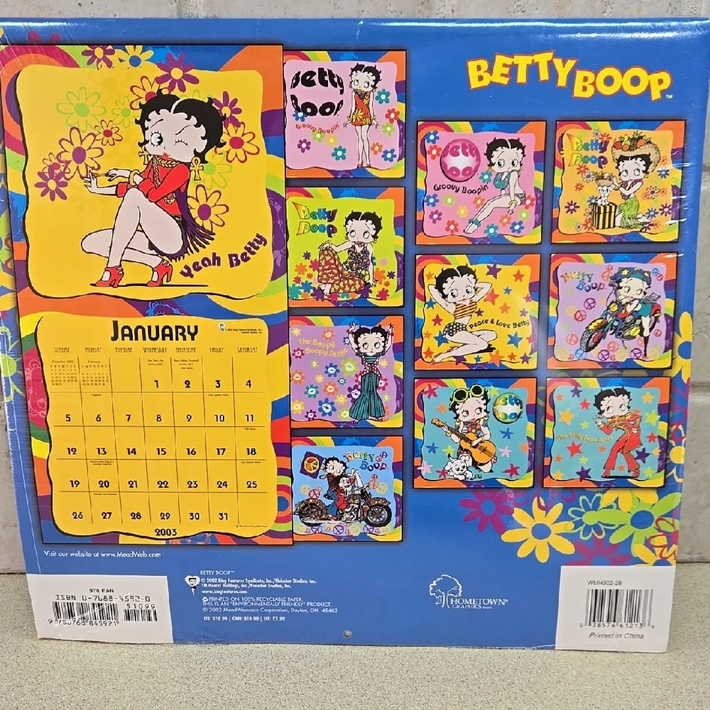 Betty Boop 2003 Calendar with Colorful Floral Design